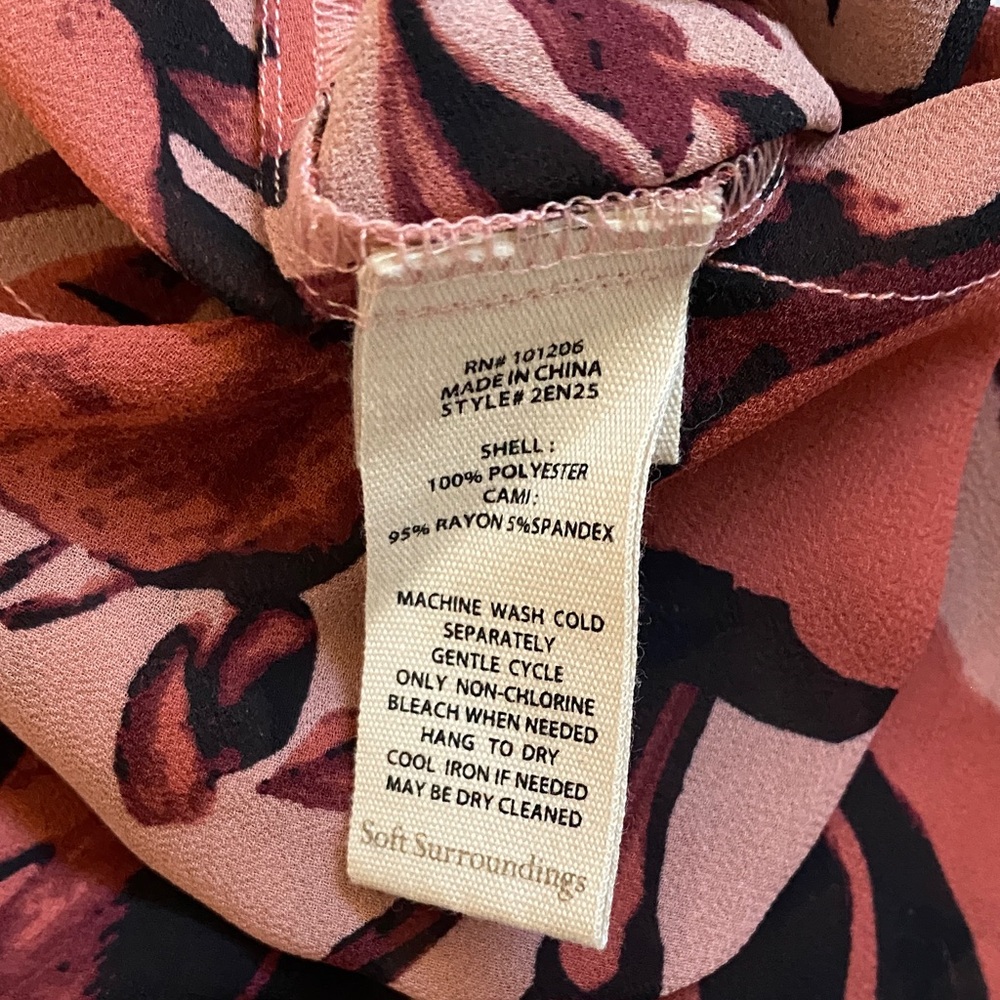 SOFT SURROUNDING Floral Pink and Black Long Shirtdress - Picture 10 of 11